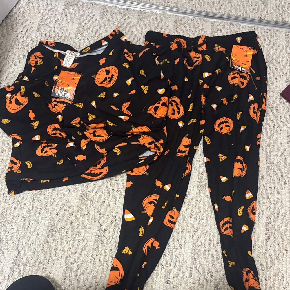 Halloween Pumpkin Print Pajama Set